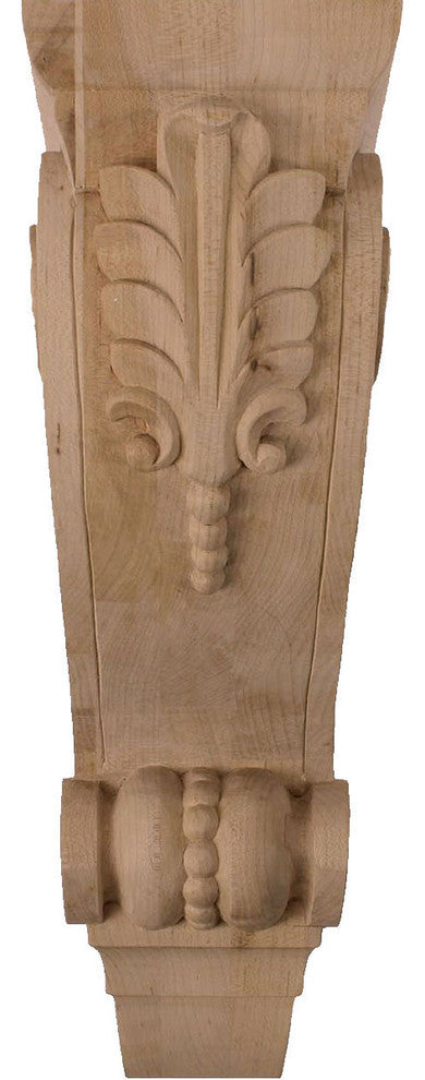 4 3/4"W x 8"D x 13 1/4"H Large Fig Leaf Corbel, Alder