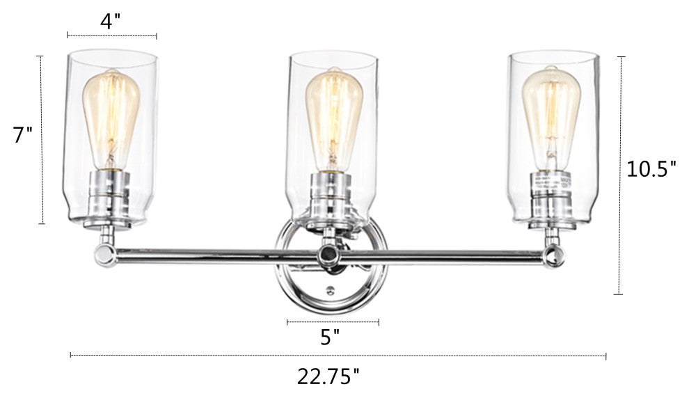 CHLOE Lighting Joyce Contemporary 3-Light Bath Vanity Fixture, Chrome