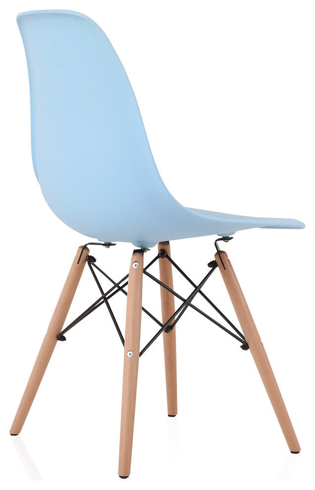 Light Blue Midcentury Modern Plastic Dining Chairs, Set of 2