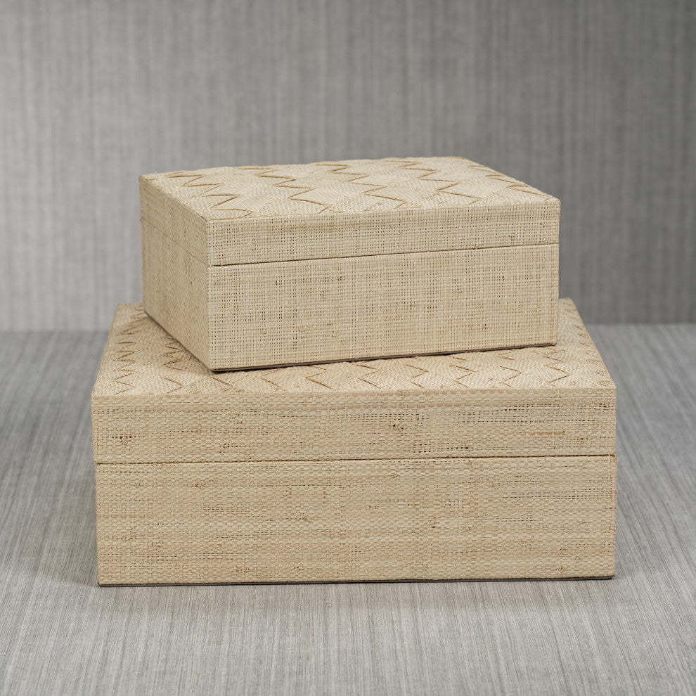 Lazarev Woven Raffia Box, Large
