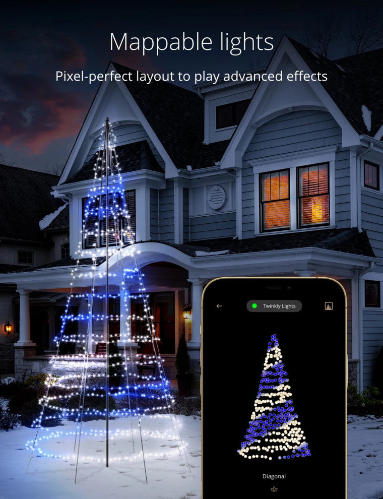 Twinkly Light Tree  App-controlled Flag-pole Christmas Tree with 1000 RGB+W (16