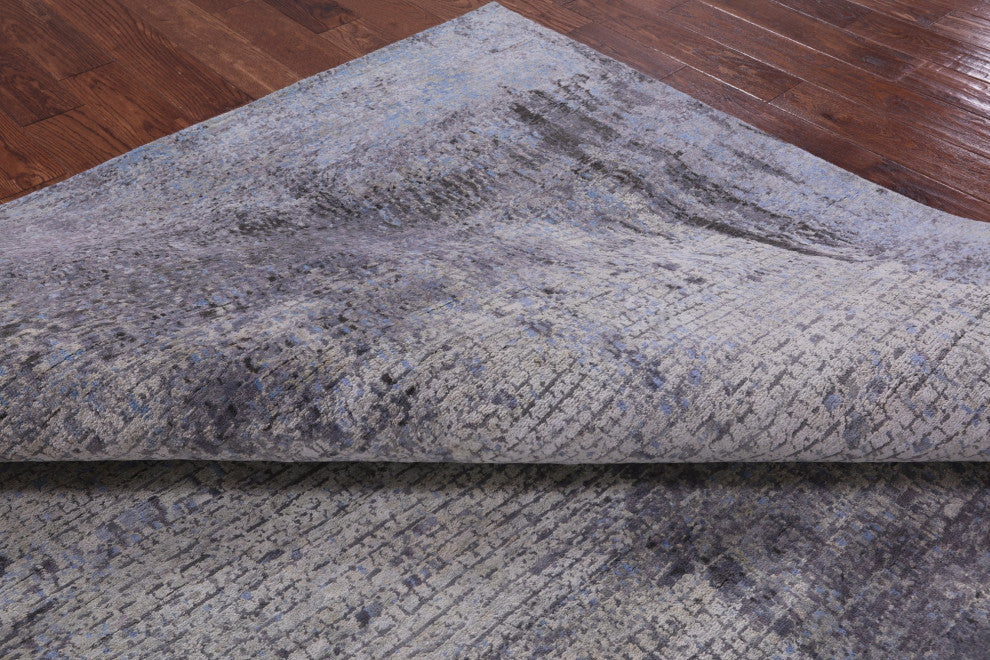 7' 11" X 9' 11" Handmade Wool and Silk Abstract Rug Q7040
