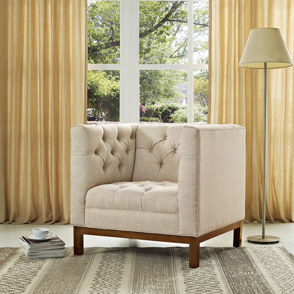 Modern Contemporary Fabric Armchair, Beige, Fabric