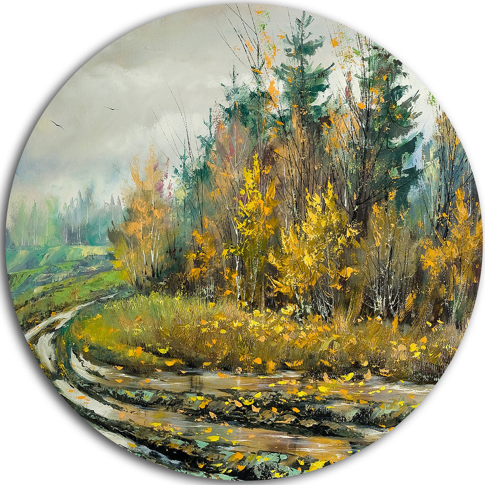 River On A Decline, Landscape Large Disc Metal Wall Art, 38"