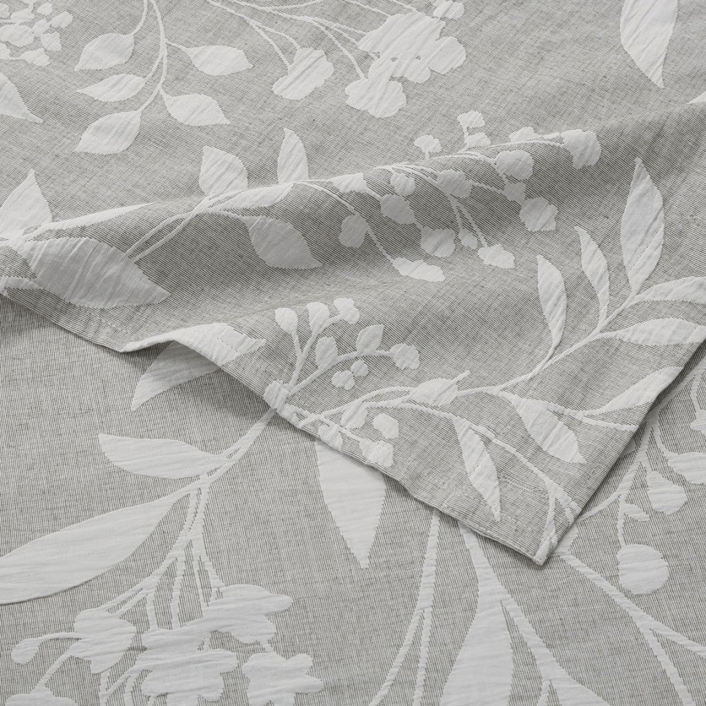 Croscill Home Winslow Botanical Textured Cotton Shower Curtain, Gray