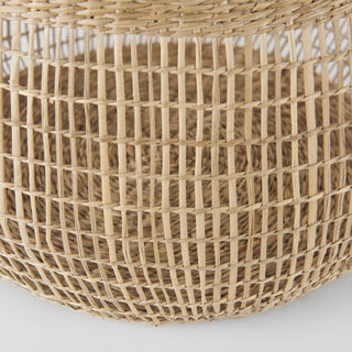 Nova Light Brown Seagrass Woven Round Baskets With Long Handles, 2-Piece Set