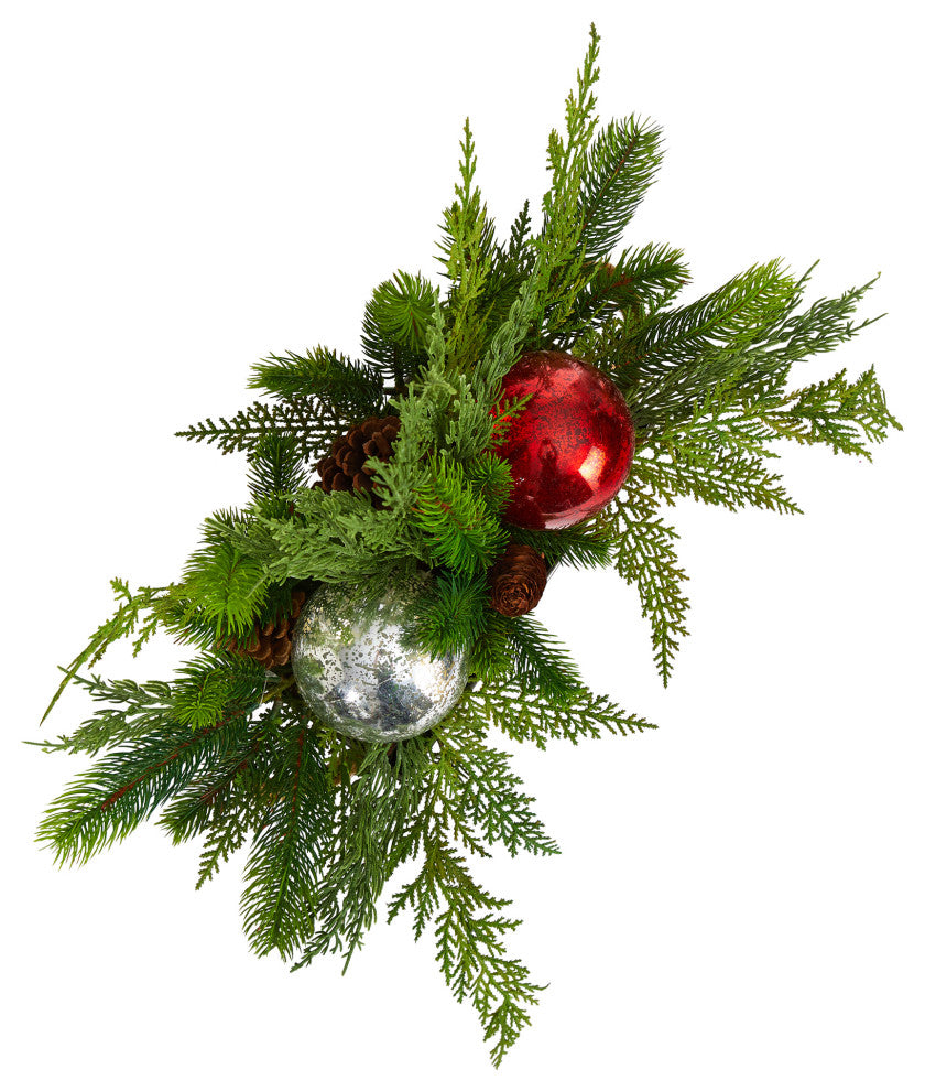 18" Holiday Winter CedarPine Artificial Table Christmas Arrangement