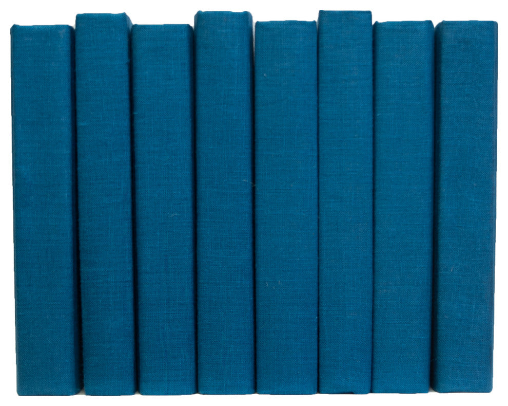 Decorative Books - Blue Spruce Linen Wrapped Book Bundle - 1 foot of Books