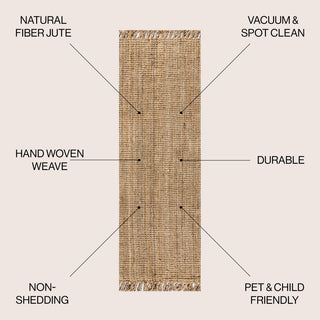 Pata Hand Woven Chunky Jute With Fringe Area Rug