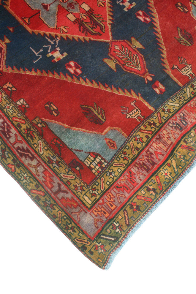 Fine Vintage Distressed Marlan Navy/Rust Runner, 4'7x10'0