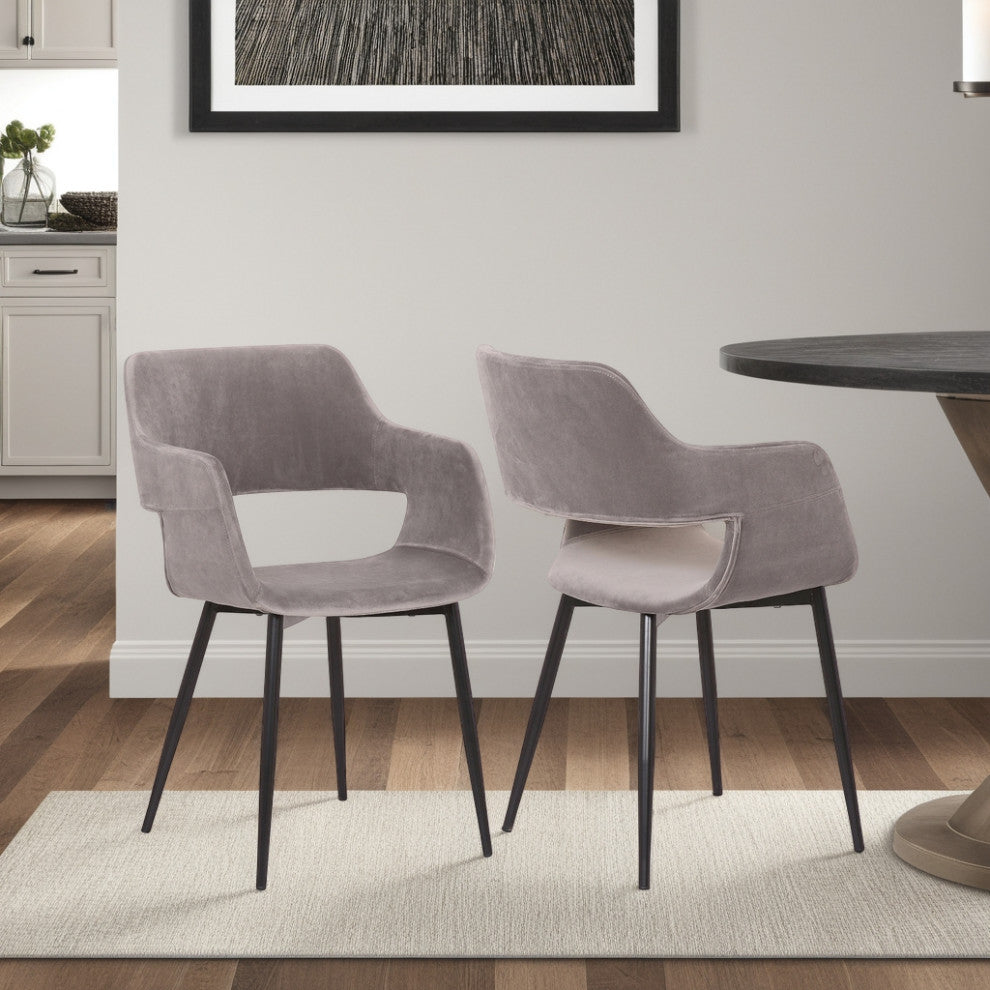 Ariana Mid-Century Open Back Dining Accent Chair, Gray