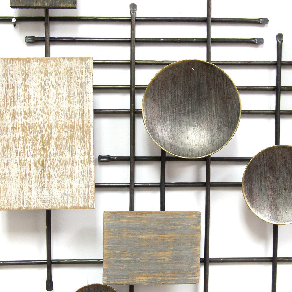 HomeRoots Distressed Industrial Metal and Wood Wall Decor