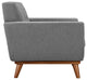 Modern Urban Contemporary Armchair Wood Set of 2, Gray Fabric