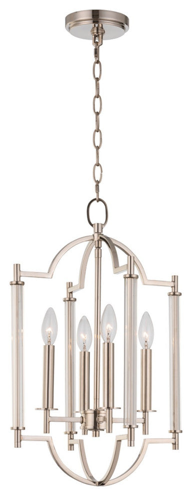 4 Light Casual Luxury Mini-Chandelier by Kalco, Polished Nickel, 22"