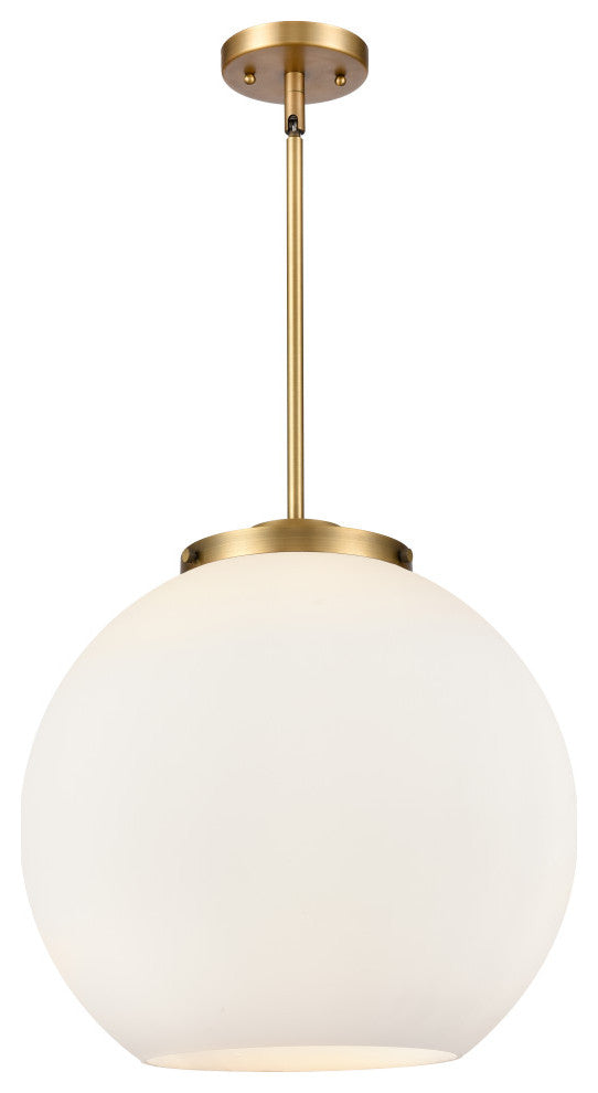 Athens Pendant, Brushed Brass, Matte White, Matte White