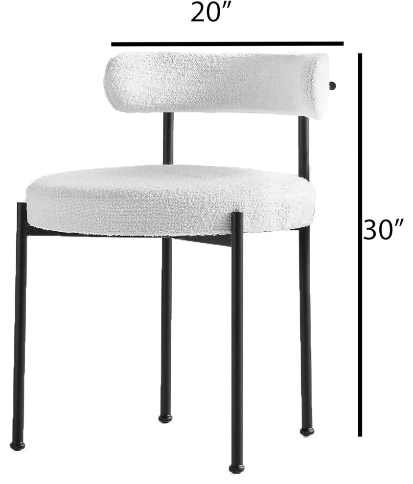 Contemporary Boucle Fabric Upholstered Dining Chair - White - Set of 2