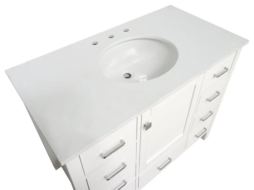 Horizon 42" Bathroom Vanity, White, Engineered White