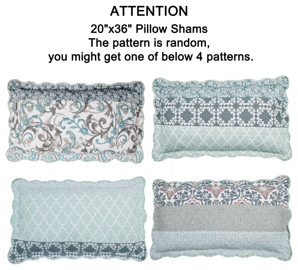 Royal Scroll 9-Piece Bedspread Set, Teal, Oversized King, 122"x106"