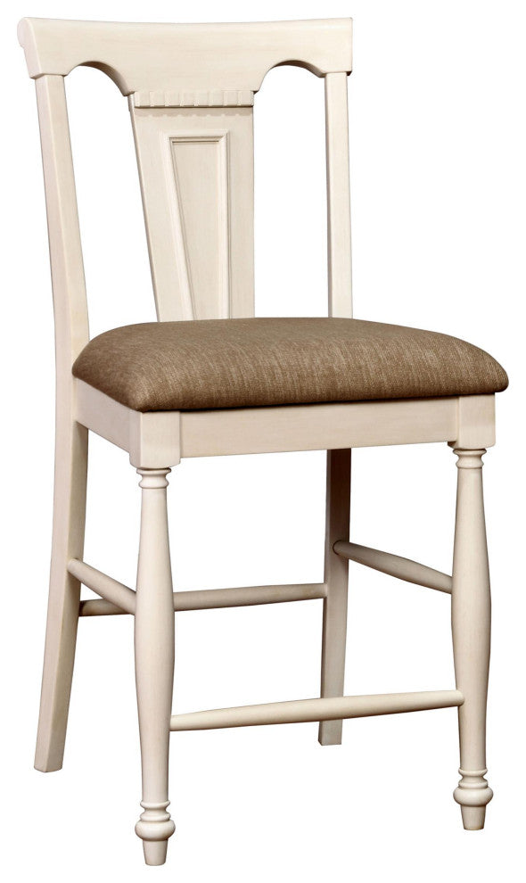 Furniture of America Hendrix Wood Counter Height Chair in White (Set of 2)