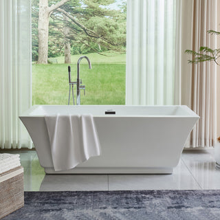 Freestanding Acrylic Bathtub, White/Matte Black, L, 67"