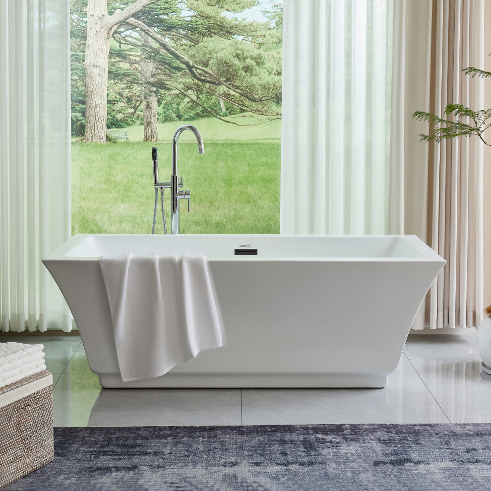 Freestanding Acrylic Bathtub, White/Matte Black, L, 67"
