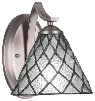 Zilo Wall Sconce Shown, Graphite Finish With 7" Diamond Ice Art Glass
