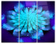 "Fractal Blue Spread-out Flower" Metal Wall Art, 3 Panels, 36"x28"