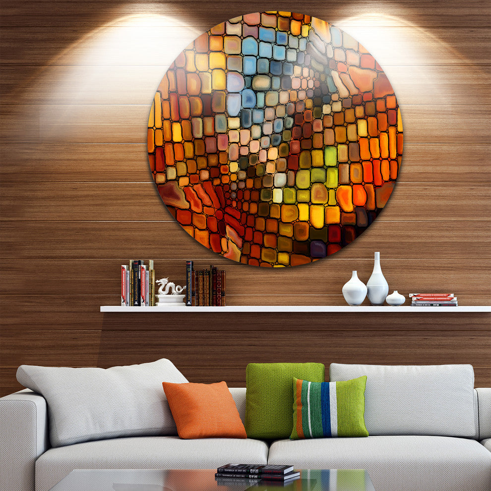 Dreaming Of Stained Glass, Abstract Round Wall Art, 11"