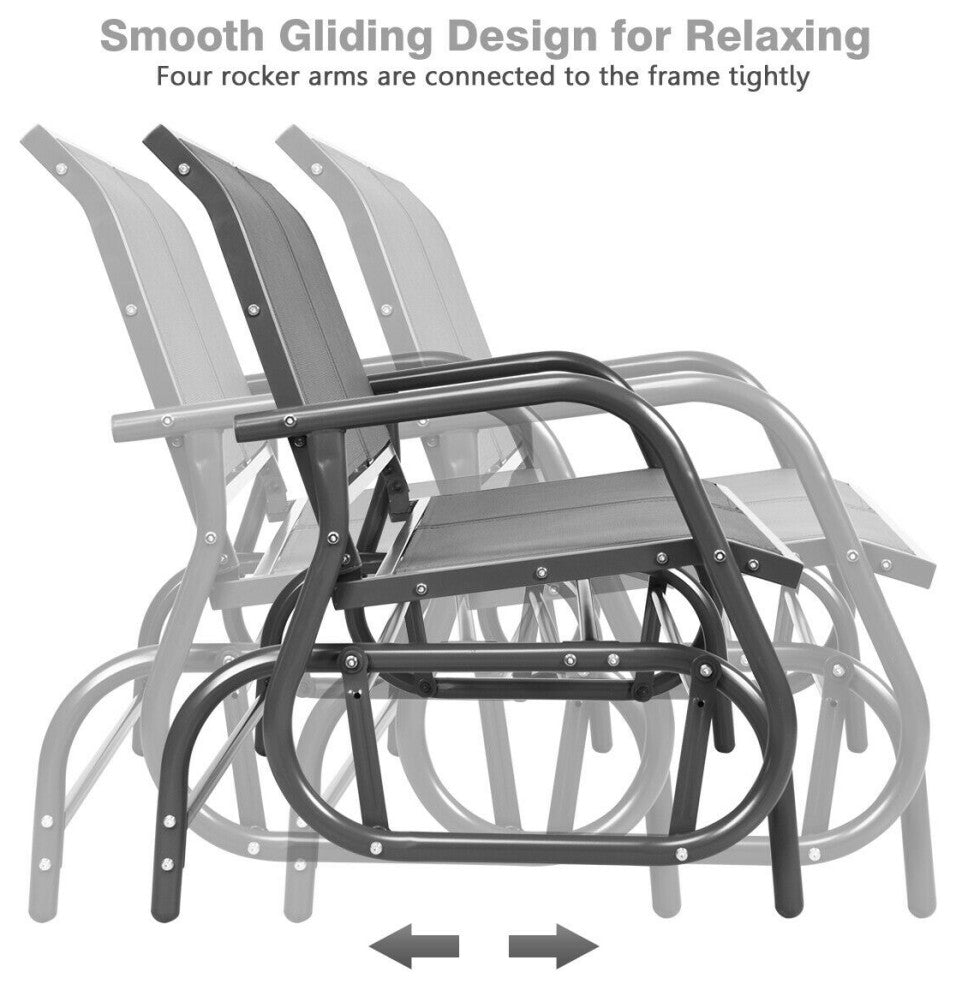 Costway 48'' Outdoor Patio Swing Glider Bench Chair Loveseat Rocker Grey