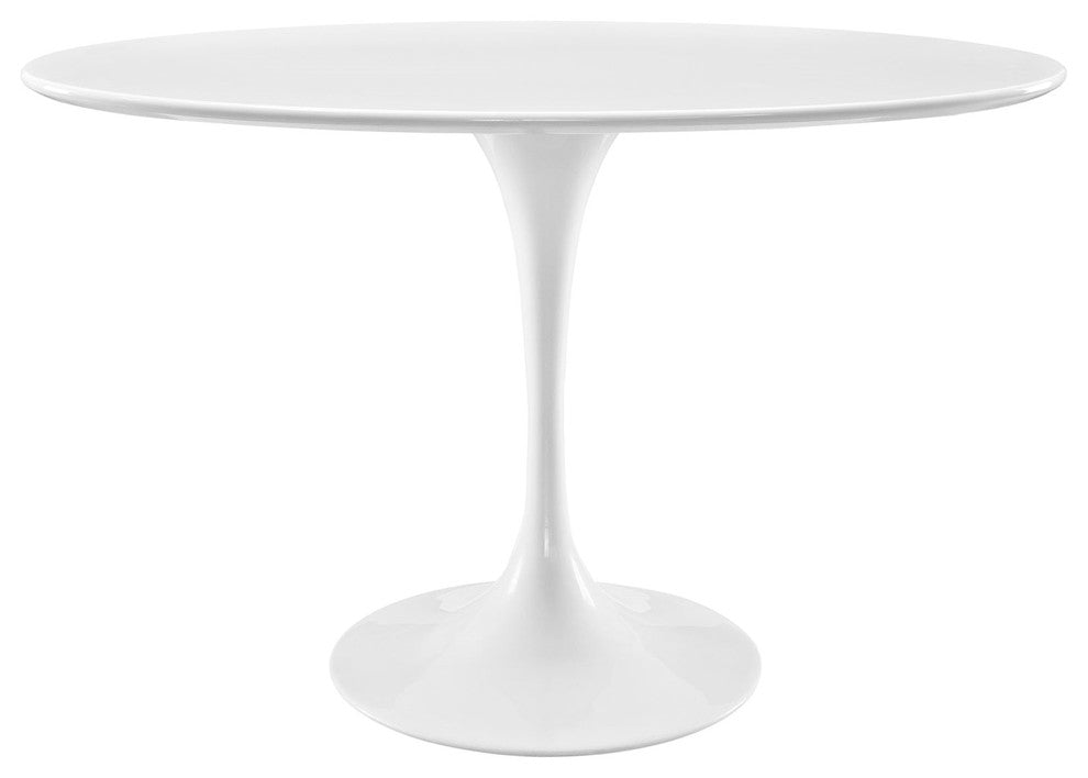 Modern Contemporary Urban Mid Century Oval Top Dining Table, White, Metal Wood