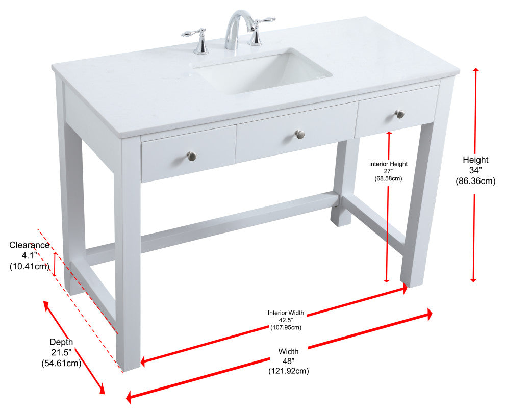 48" ADA Compliant Bathroom Vanity, White