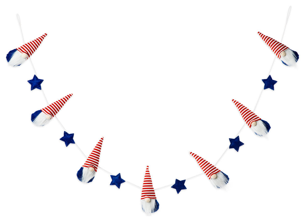 6' Fabric Patriotic Gnome Garland