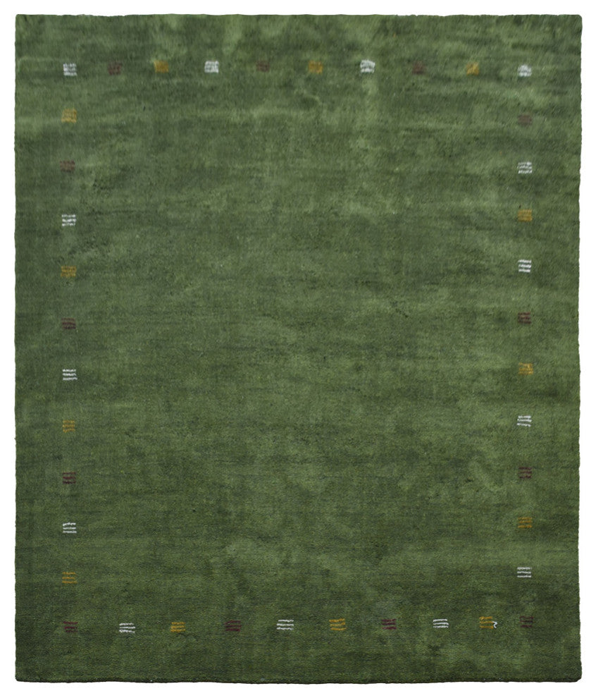 Hand Knotted Loom Silk Mix Area Rug Contemporary Green