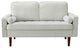 The Benard II Linen Square Arm Loveseat, Ivory White
