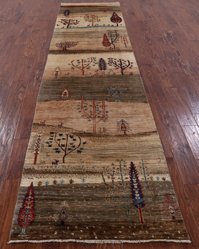 2' 10" X 11' 8" Runner Persian Gabbeh Tribal Handmade Rug Q8120