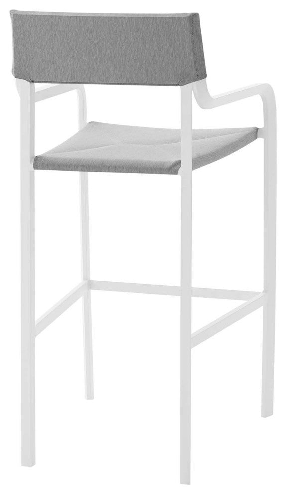 Raleigh Outdoor Patio Aluminum Bar Stool Set of 2 White Gray