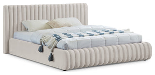 Nico Black Velvet Upholstered Bed, Cream, King