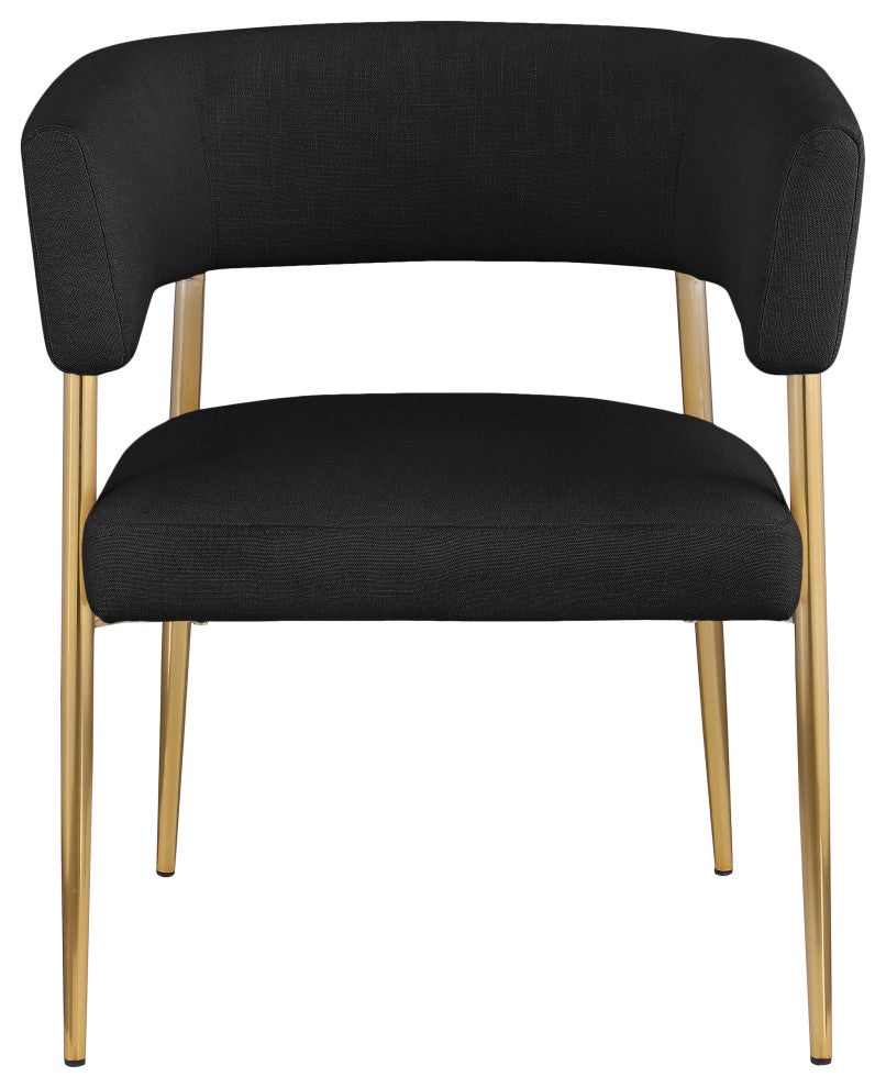 Creston Durable Linen Textured Fabric Upholstered Dining Chair, Black