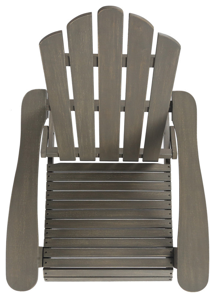 GDF Studio Cara Outdoor Foldable Acacia Wood Adirondack Chair, Gray Finish