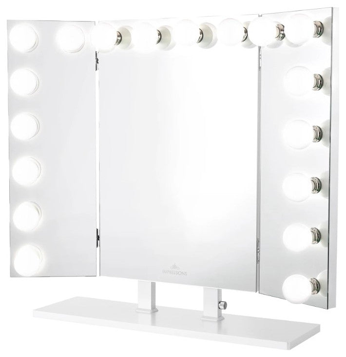 Trifecta Pro Vanity Mirror, White, Led Globe Bulbs