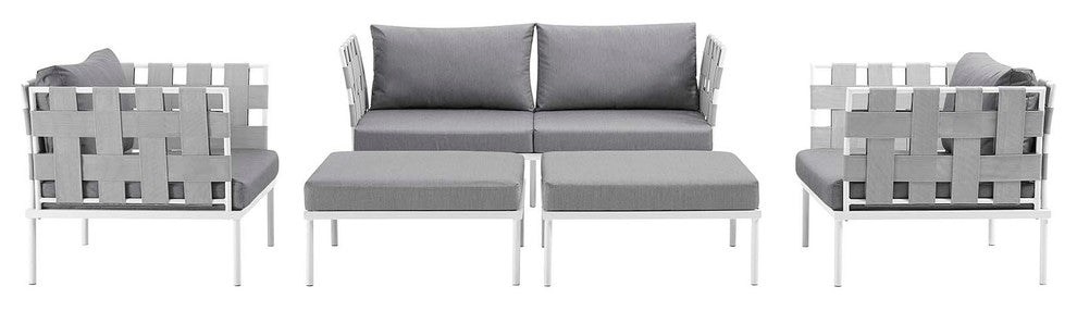 Harmony 5-Piece Outdoor Patio Aluminum Sectional Sofa Set