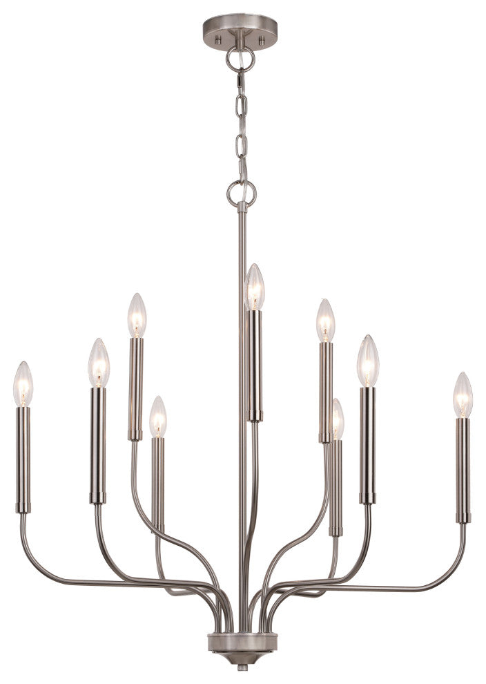 Harris 27.5" 9 Light Chandelier Satin Nickel