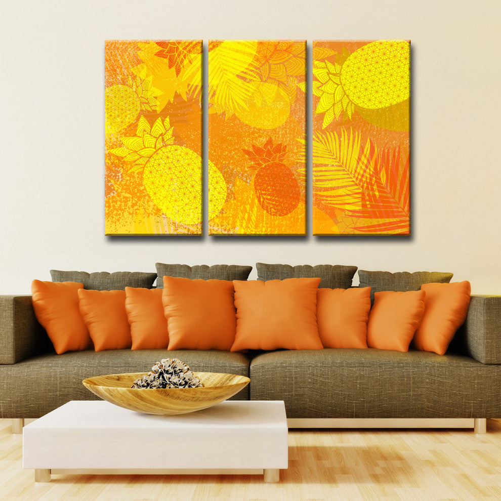 Ready2HangArt 'Pineapple Party' 3 Piece Wrapped Art Set 24" 36