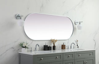 Home Living Metal Frame Oval Mirror 24x60 Inch, Silver