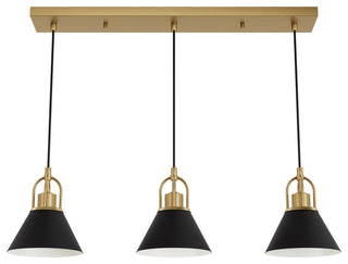 Carrington Isle Luxe Gold and Flat Matte Black 3 Light Pendant Cluster