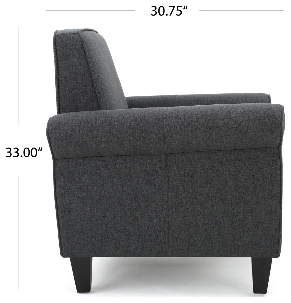GDF Studio Declan Padded Fabric Club Chair, Dark Gray