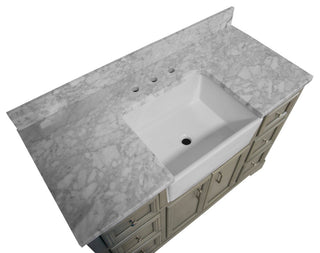 Zelda 48" Bathroom Vanity, Weathered Gray, Carrara Marble