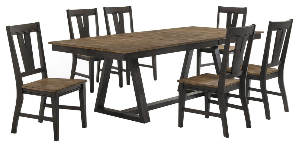 Harper Trestle Table, Brushed Brown and Pecan