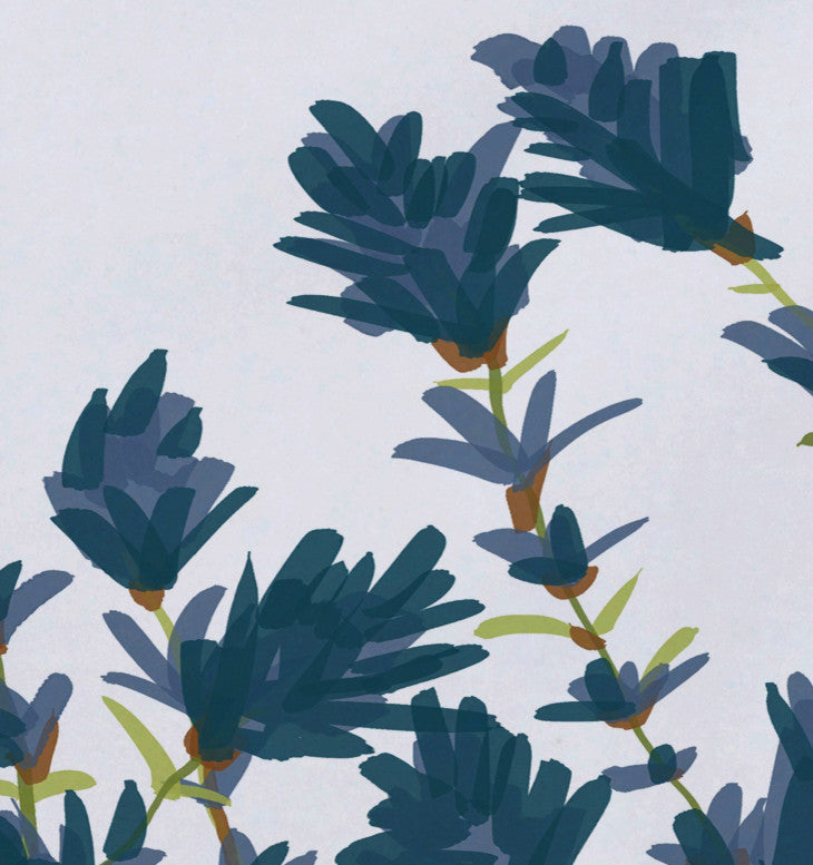 18"x14" Lavender, Floral Print Placemat, Blue, Set of 4