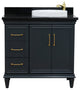 37" Single Vanity, Dark Gray Finish With Black Galaxy